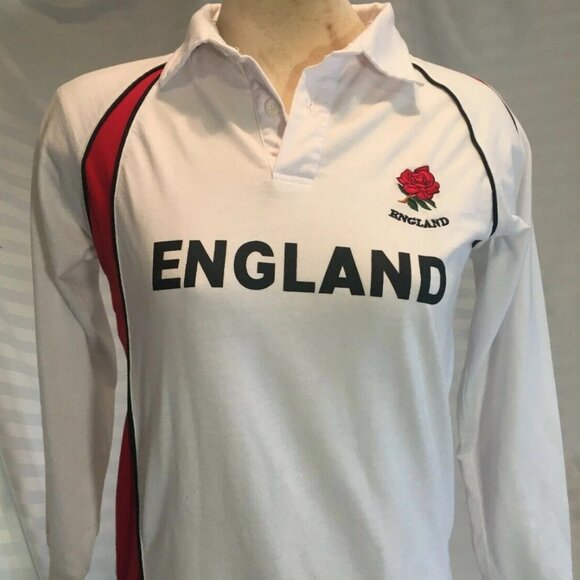 England Rose Polo Shirt Rugby Badge Nations Supporter Top Clothes Boys Sz 11-12 - Picture 1 of 8